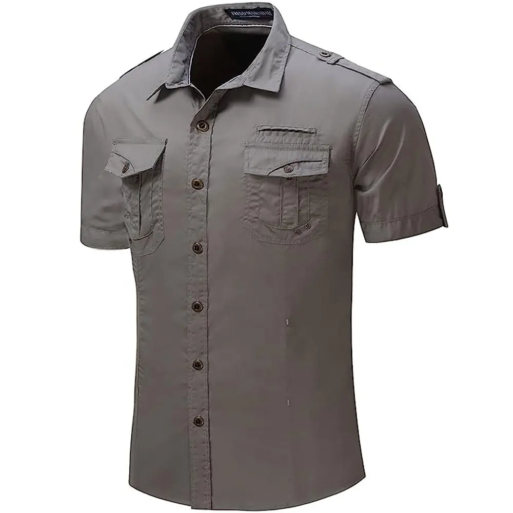 Mens Wear Camisa Casual 100% Algodão Manga Longa Plus Size Estilo Militar Carga Camisas Homem Queda VestidoMens