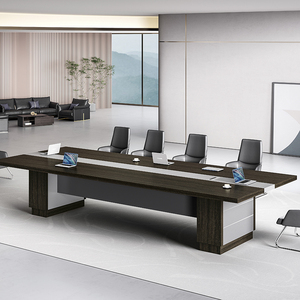 大型研讨会桌办公桌会议桌现代矩形会议室桌，带电缆索环 - Product Image 2