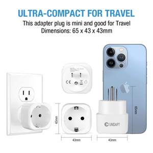 Premium Quality Europe to US <strong>Plug</strong> Adapter, Unidapt EU to US <strong>Plug</strong> Converter Adapter [2-Pack] White - Product Image 2