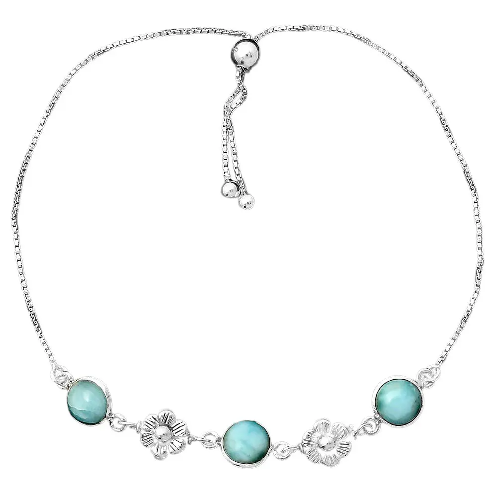 Último Larimar ajustable (República Dominicana) 925 Pulsera deslizante de plata de Desire Gem, regalo perfecto para mujeres, SDB3710 De La gema de Desire, el regalo perfecto para las mujeres, SDB3710, el más reciente de la gema