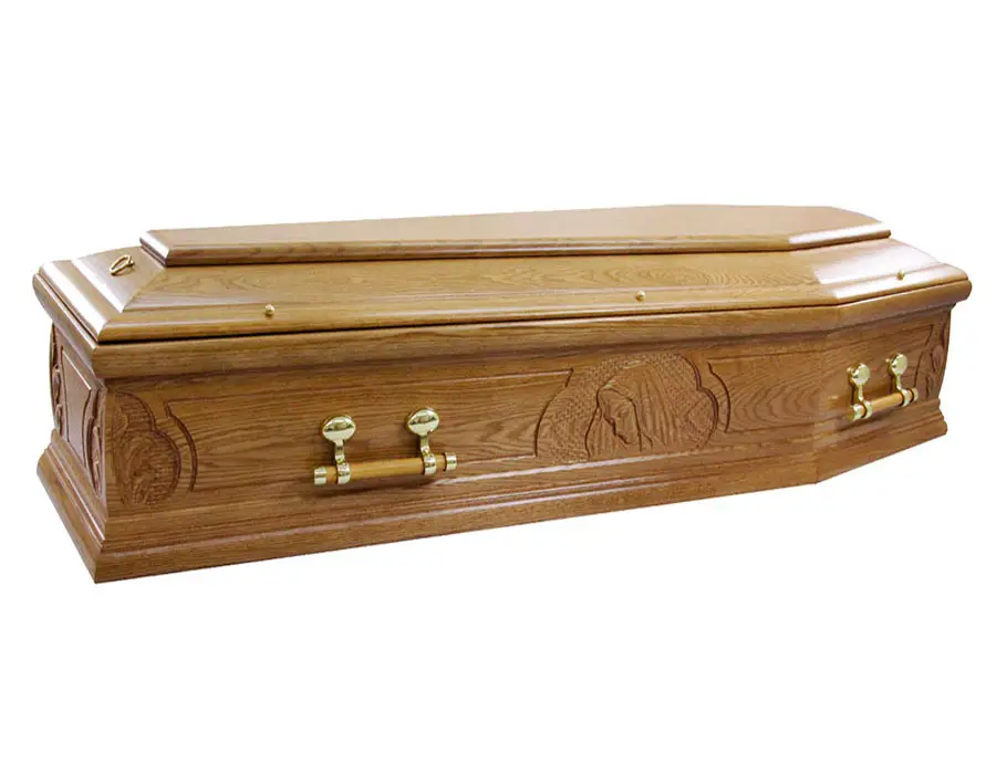 Lady Mary Italian style oak wood coffin Funeral Solid Wood burial vault combo bed Wood casket and coffin box Cremation coffin