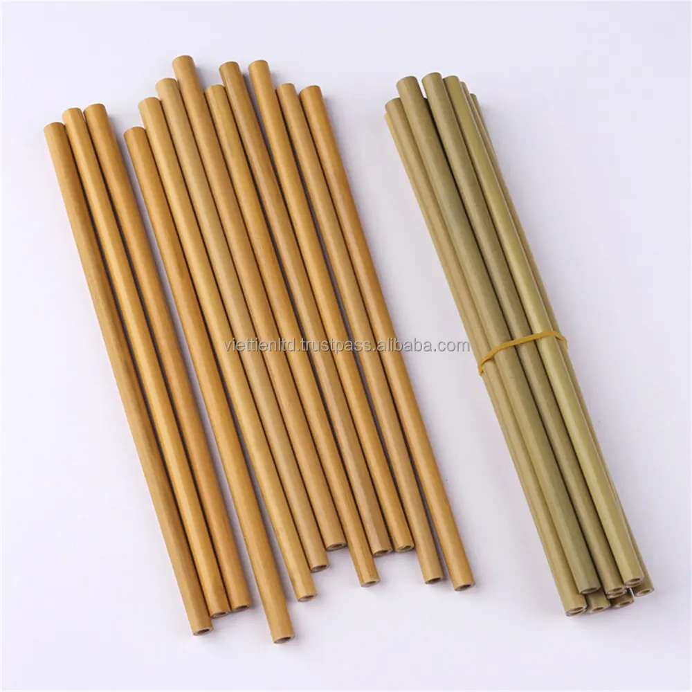 Pajitas de bambú reutilizables biodegradables naturales de Vietnam con logotipo personalizado protección del medio ambiente listas para exportar