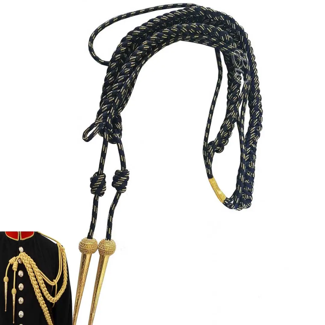 Uniforme de oficial de Aiguillette Black Mylar Officer Air Line con hilo trenzado dorado Puntas doradas