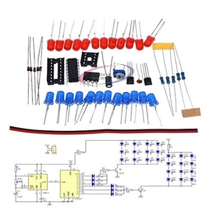 NE555 + CD4017 DIY kiti kırmızı mavi çift renk yanıp sönen ışıklar kurulu elektronik modülleri ve kitleri - Product Image 2