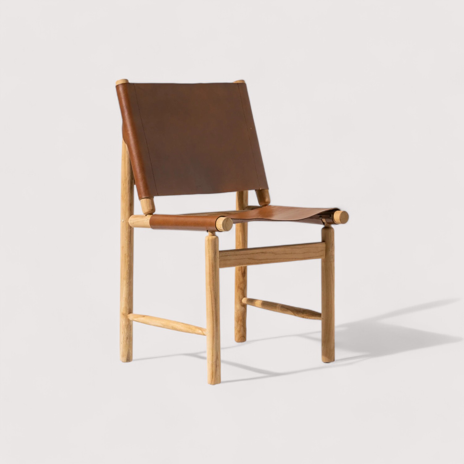 Natural Fine Sanded Teak with Brown Leather