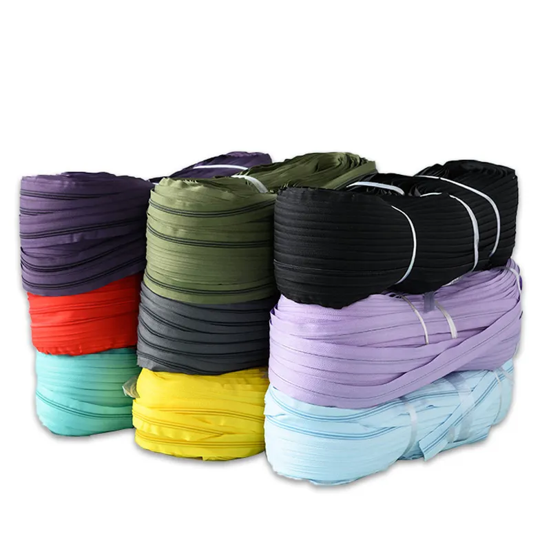 Các nhà sản xuất nylon dây kéo băng bởi sân cremallera 3 #5 #8 #10 # màu đen tùy chỉnh Polyester dây kéo #5 Nylon cuộn dây kéo