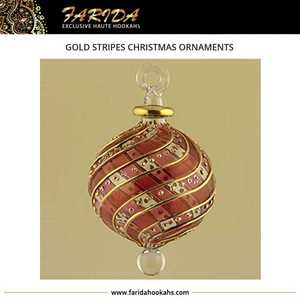 エジプト製クリスマスガラスの木飾りユニークなゴールドストライプ置物 & おもちゃ