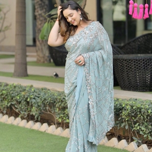Son yeni parti giyim SEQUANCE SAREE işlemeli iş SARI/SARI/SHARI bluz tarafından MEETALI oluşturma - Product Image 6