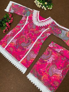 Yeni tasarımcı parti giyim ağır GEORGETTE dijital baskı üst pantolon kordon seti trend stil güzel renk kombinasyonu gündelik giyim - Product Image 4