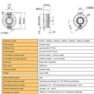 Cina encoder produttore K76 TTL /HTL encoder rotanti uscita di tensione, DC5V encoder a impulsi 1024ppr foro interno 25mm - Product Image 3