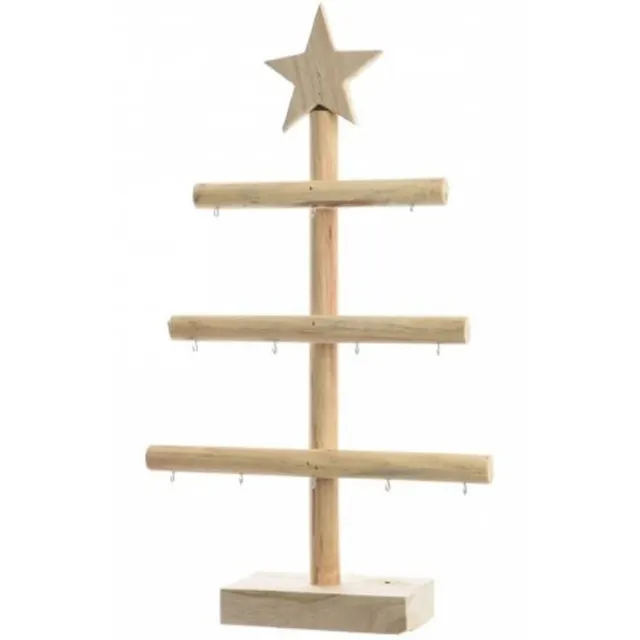 Adornos de árbol de Navidad de madera de alta calidad, copos de nieve, decoración de Navidad con cuerda de cáñamo y cuentas de madera móviles