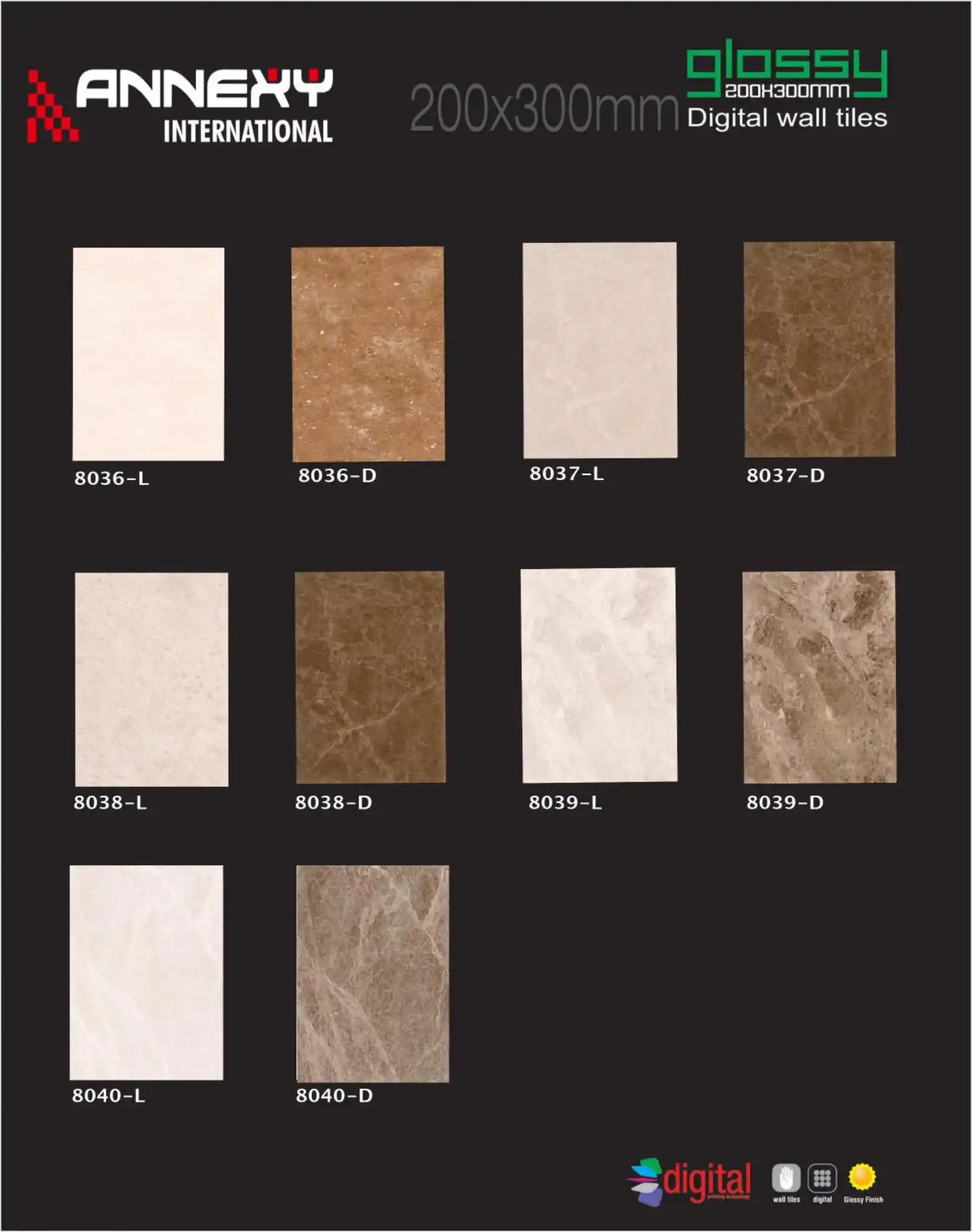 ceramic glossy and Matt Finished Wall tiles 200x300 mm light dark color with best design for premium quality