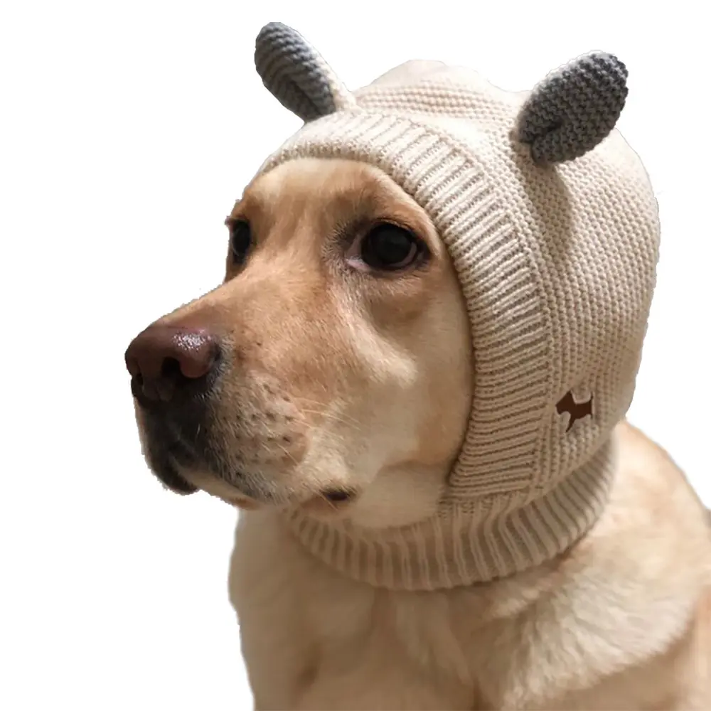 Nuevo gorro de perro grueso de lana de invierno, orejeras para mascotas, orejeras insonorizadas para perros, tejido cálido y resistente al viento