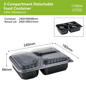 Thân thiện với môi lấy đi dùng một lần 3 ngăn hộp đựng thức ăn Lò vi sóng nhựa hộp vuông với nắp cho nhà hàng & Đảng - Product Image 5