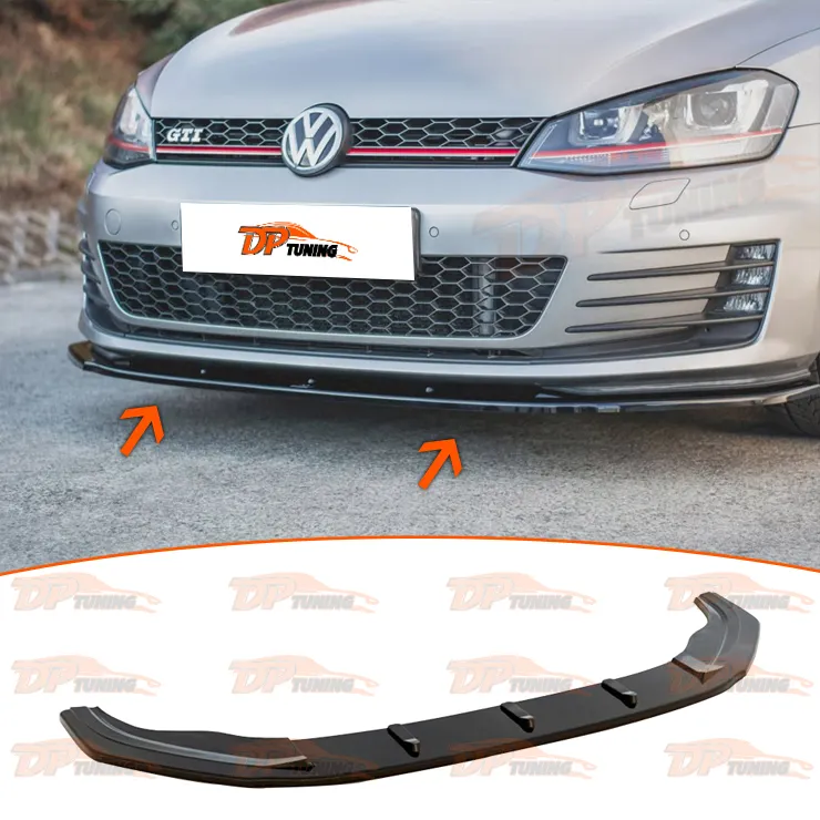 V.W Golf MK7 GT.I 2013 - 2016 MX Design V1 Style Front Splitter Blade Lip Spoiler Wing Piano Gloss Black Plastic High Quality