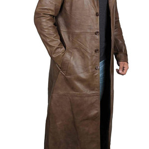 Kış moda 100% en kaliteli malzeme deri uzun ceket/son varış rahat Fit erkekler deri uzun ceket - Product Image 5