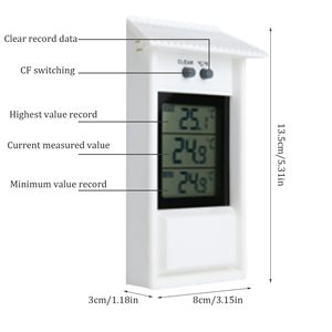 Wall Mounted Digital Refrigerator <strong>Thermometer</strong> <strong>with</strong> Hole Hook <strong>Memory</strong> <strong>Function</strong> Weatherproof Greenhouse <strong>Thermometer</strong> - Product Image 4