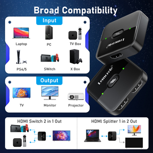 HS001 2 en 1 salida y 1 en 2 salidas Interruptor HDMI y divisor HDMI 4K 60Hz Control por botón - Product Image 5