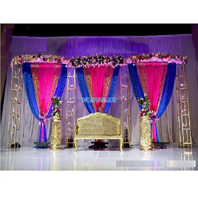 Pilar metálico con velas para decoración de escenario, accesorio moderno con diseño abierto, ideal para bodas, recepción occidental
