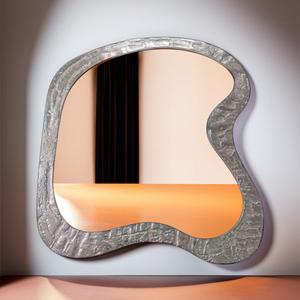 Düğün günler ve banyo duvar süslemeleri için <span class=keywords><strong>Art</strong></span> Deco tasarım silindir duvar aynası ile alüminyum Metal çerçeve