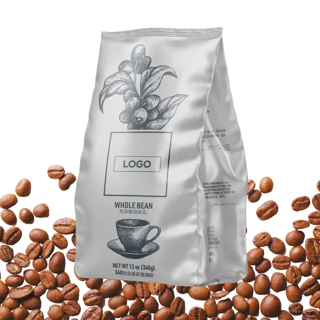 Horeca mobilya için özel etiket İtalyan kahve 340gr bütün fasulye kahve 100% Arabica kavrulmuş kahve çekirdekleri