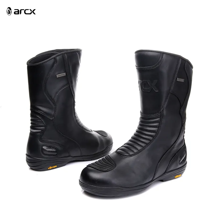 ARCX moto uomo scarpe da corsa vera pelle pieno fiore impermeabile avventura velocità metà polpaccio moto stivali da equitazione