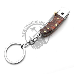 Làm bằng tay Damascus thép gấp lưỡi dao Damascus Túi Keychain dao thép không gỉ tay khắc bảo vệ - Product Image 3