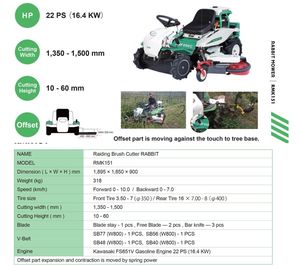 Orec Rabbit RM982F 4WD芝刈り機工業用グレード2ストロークガソリンエンジン125cc-190cc高品質Orecブラシローバー4WDライディングブラシ