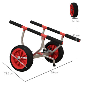 SPORTNOW Adjustable Width Kayak and SUP <strong>Trolley</strong> in Aluminum, &Oslash;25 cm Wheels, Max <strong>100</strong> kg, Black - Product Image 3