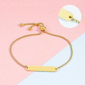 Mới Tùy Chỉnh Cá Nhân Tên Thư Trống Thanh Vòng Đeo Tay Có Thể Điều Chỉnh Chuỗi Hộp Thép Không Gỉ Mạ Vàng Thanh Vòng Đeo Tay - Product Image 3