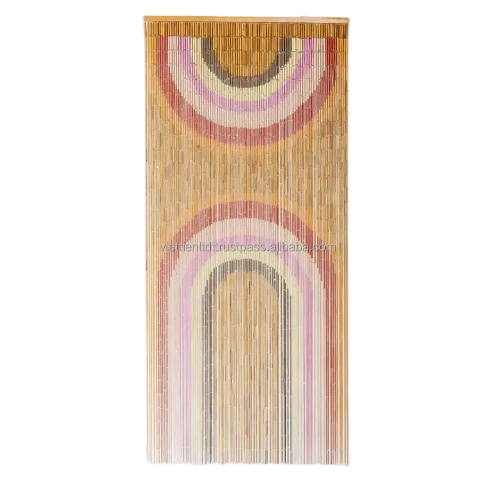Best-seller de alta qualidade Rainbow Bamboo Beaded Door Curtain Cheap atacado frisado pintado cortina de porta feita no Vietnã