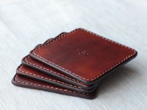 带杯垫的皮革餐垫套装桌垫耐热隔热餐垫和手工销售用 - Product Image 3