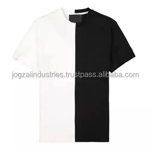 Vêtements personnalisés pour hommes Nouveau design T-shirt deux tons demi-noir demi-blanc de couleur pour les hommes au Pakistan