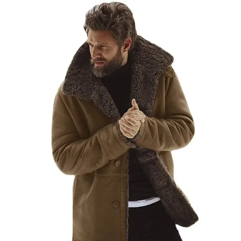 معطف رجالي ممتاز معطف شتوي حديث مريح من الجلد والفراء جاكيت شتوي جيد التهوية معطف قطيفة دافئ