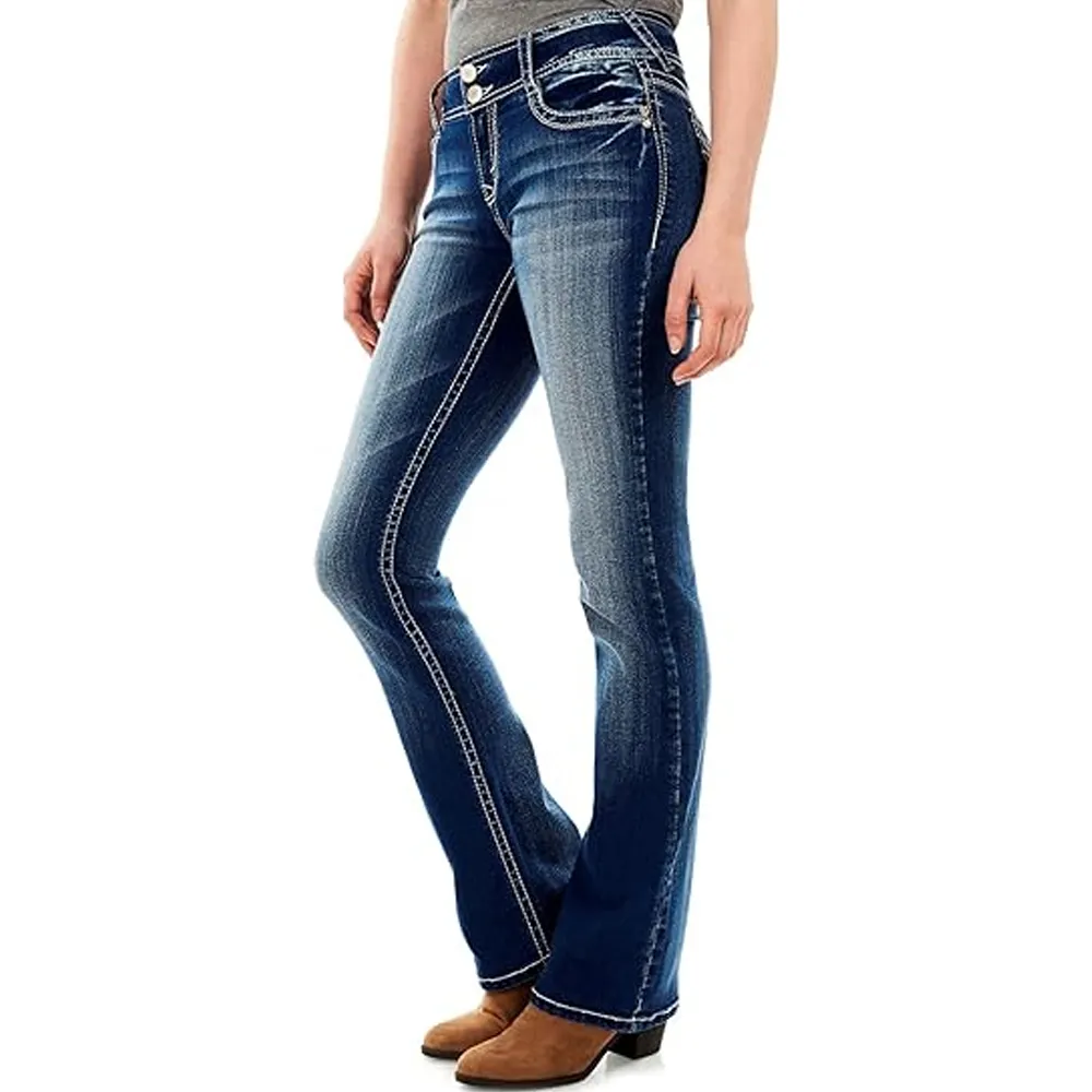 Jeans pour femmes grande taille délavés jeans pour femmes grande taille denim pour femmes jambes larges déchirures denim vente en gros