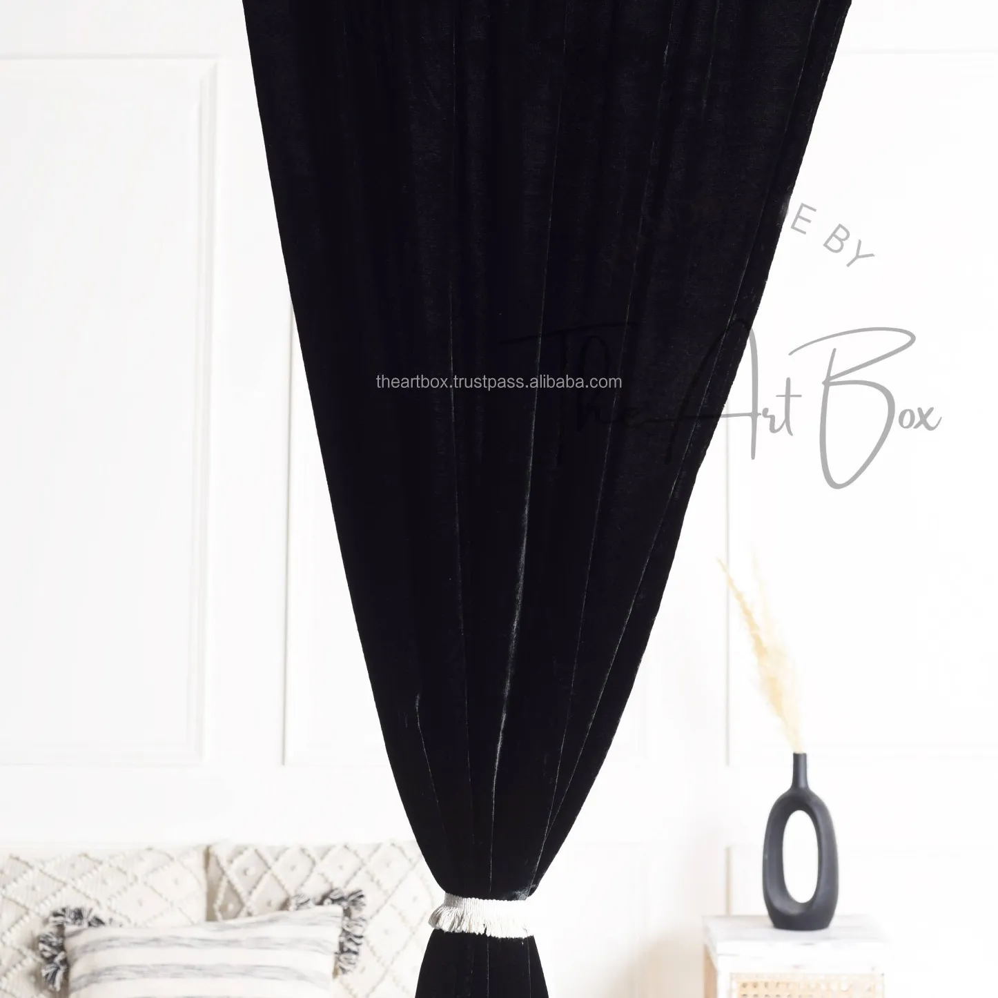Tende oscuranti a due pannelli di colore nero solido di alta qualità 47x47 pollici tende per il trattamento della finestra della tenda di velluto di lusso