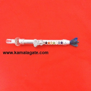 Doğal kristal kuvars melek yedi çakra şifa çubuğu Feng Shui tarzı oyma akik küçük OM sembol taş infüzyon ile - Product Image 3