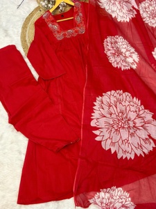 Summer Special New Designer <strong>Red</strong> Traditional Wear Dress Suit Fancy Style Long Party Wear With Embroidery Work Salwar Kameez - Product Image 5