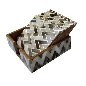 Alta Qualidade Bone Inlay Coasters 4 Pcs/Set Cozinha & <span class=keywords><strong>Table</strong></span> Top Coaster Mats & Pads Resistência térmica Tea Cup Coaster Ao Melhor Preço