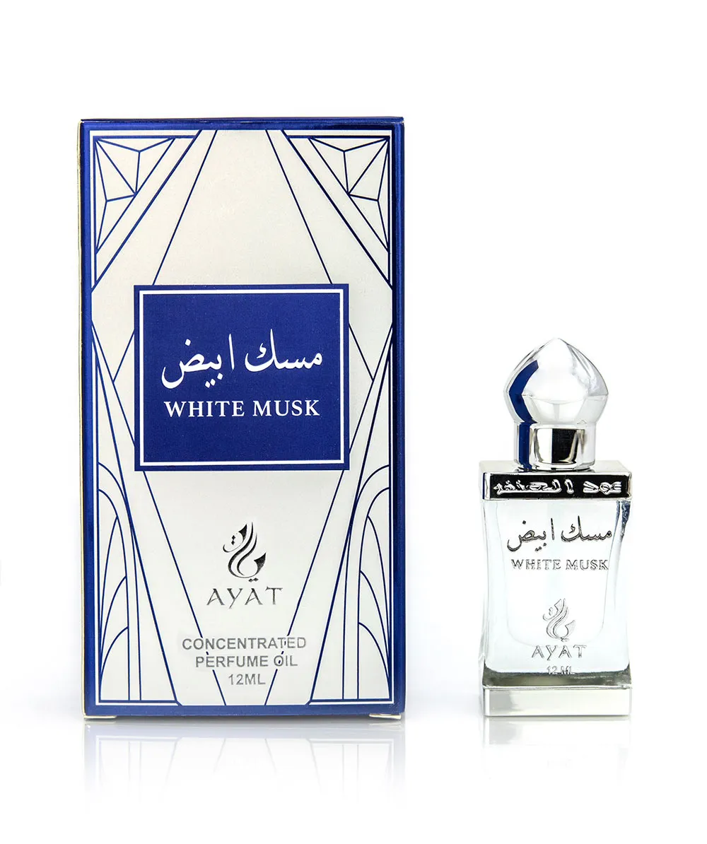 Ayat-aceite de Perfume blanco MUSK, 12ML, aceite árabe, fragancias