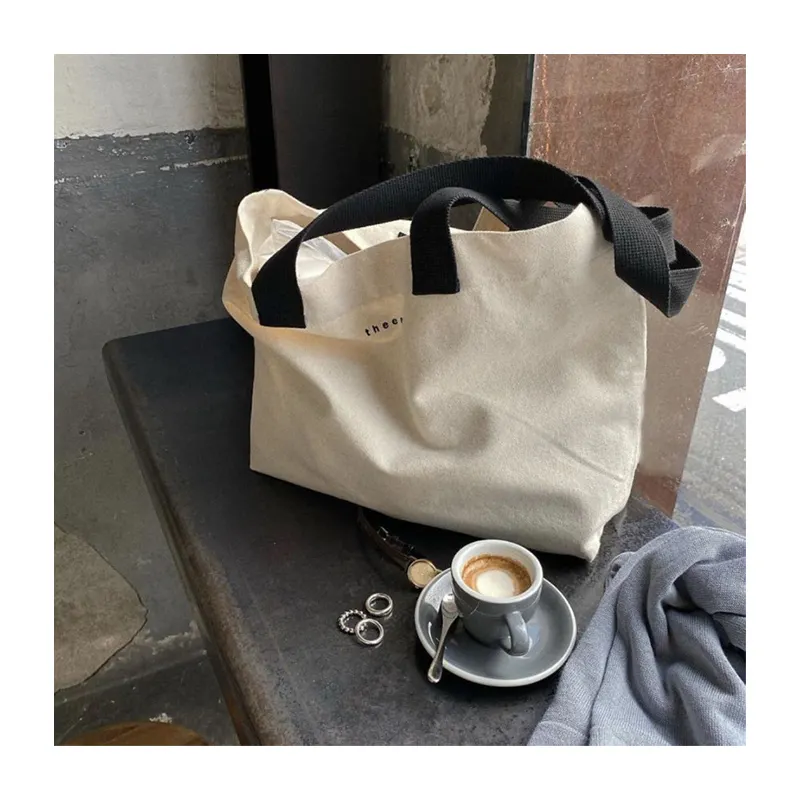 Rắn Colour Cotton Hữu Cơ Công Suất Lớn Canvas Tote Túi Cho Phụ Nữ Thân Thiện Với Môi Tái Chế Trống Tùy Chỉnh Mua Sắm Tote Túi