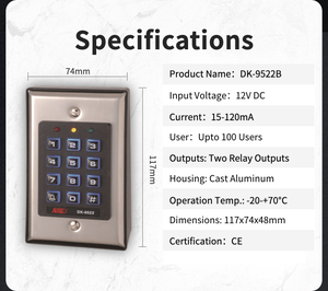 DK-9522B Sicherheits zugriffs kontroll system Tastatur herstellung Dual Relay-Ausgang mit Türklingel taste - Product Image 3