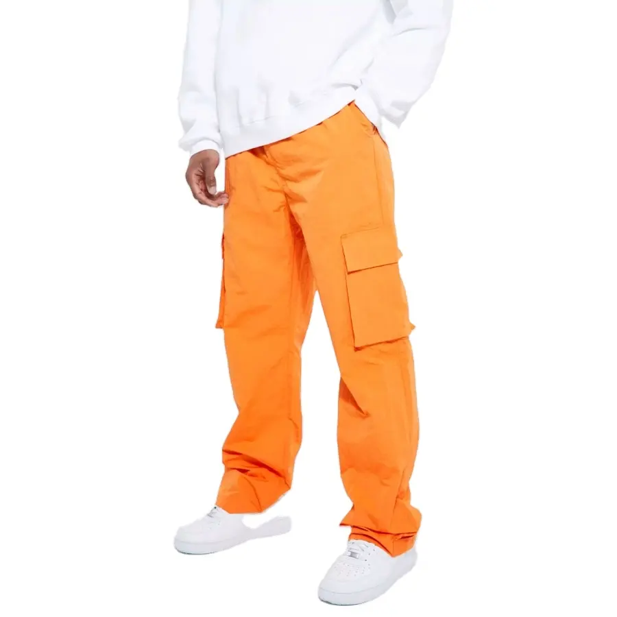 Мужские брюки-карго из нейлона оранжевого цвета