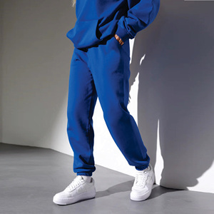 65% Cotton 35% Polyester Relaxed Fit High Waisted Recharge Boyfriend Jogger <strong>Royal</strong> Blue Women's Tracksuit <strong>Bottoms</strong> - Product Image 2