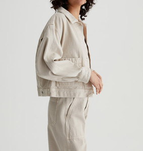 秋季春季新款女式定制牛仔夹克最新长袖刺绣格子图案常规冬季夹克 - Product Image 5