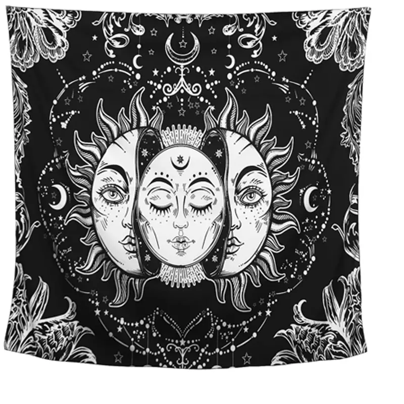 Özel hint ay yurt dekor Mandala Hippie Bohemian Psychedelic duvar asma goblen