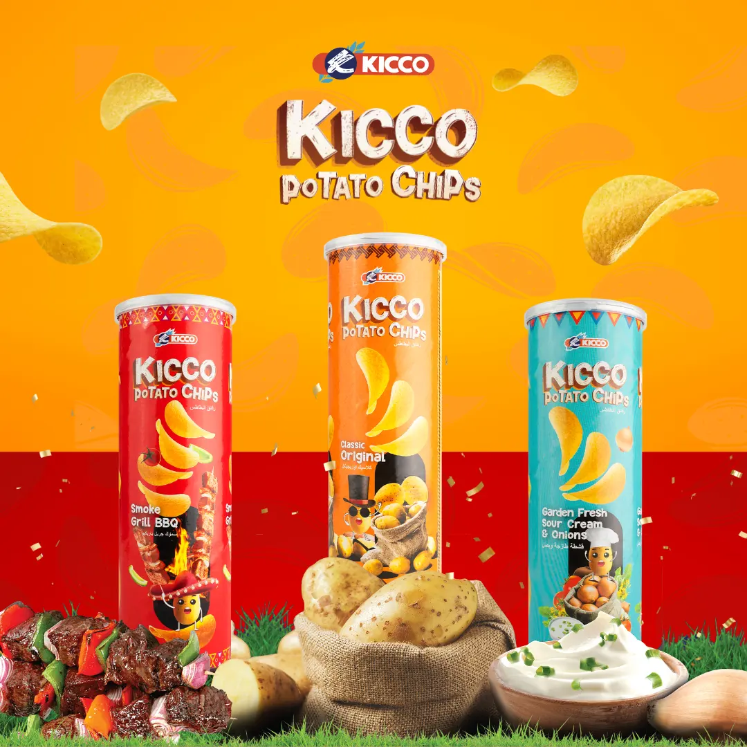 [Ready Stock] Top Quality Kicco Potato Chips canned puffed food snack Classic Original/ Sour Cream & Onion/ Smoke Grill BBQ 100g