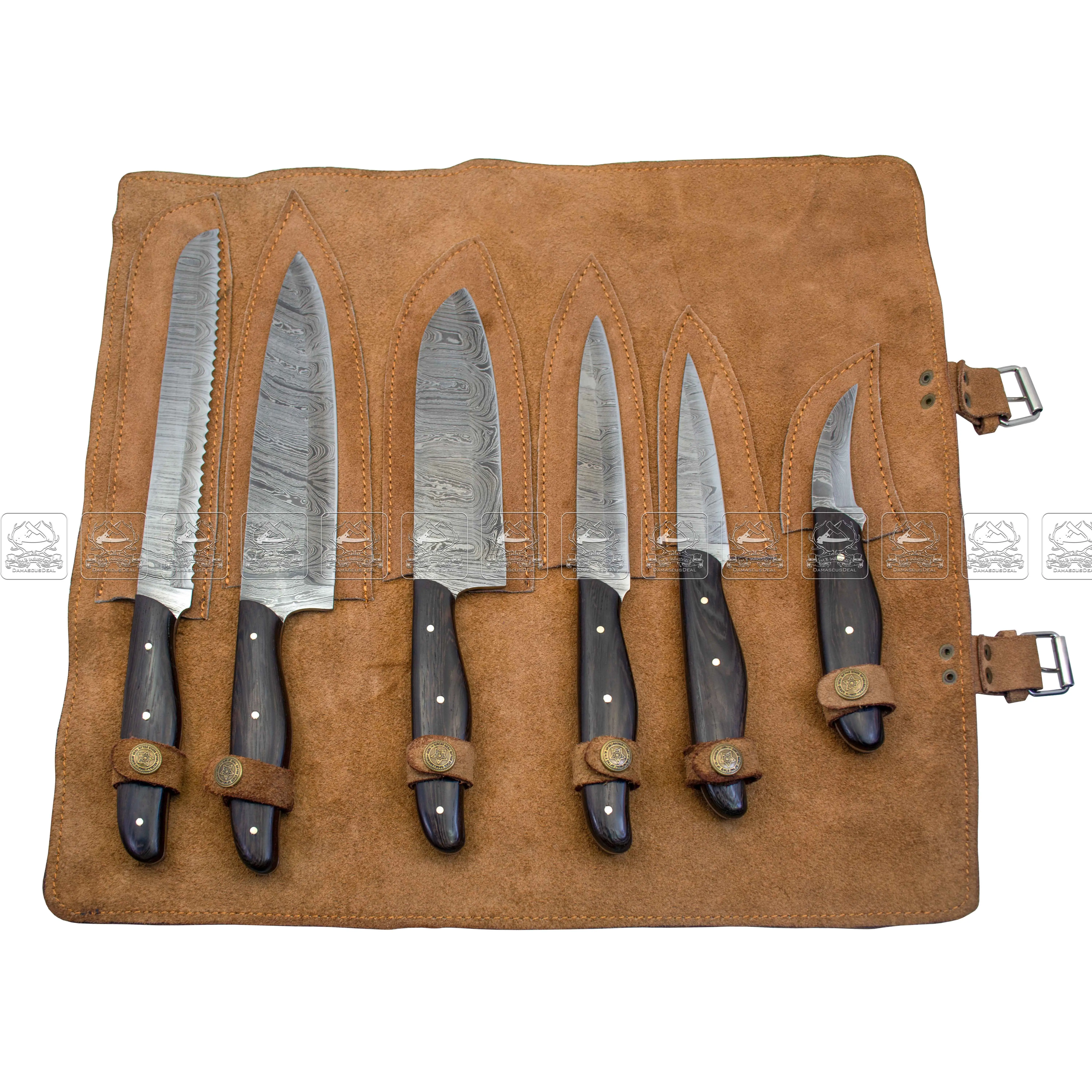 Hot sale Japanese Style Damascus Steel Kitchen Knife Set DD-KKS-901 professional Wenge Wood handle kitchen knives set