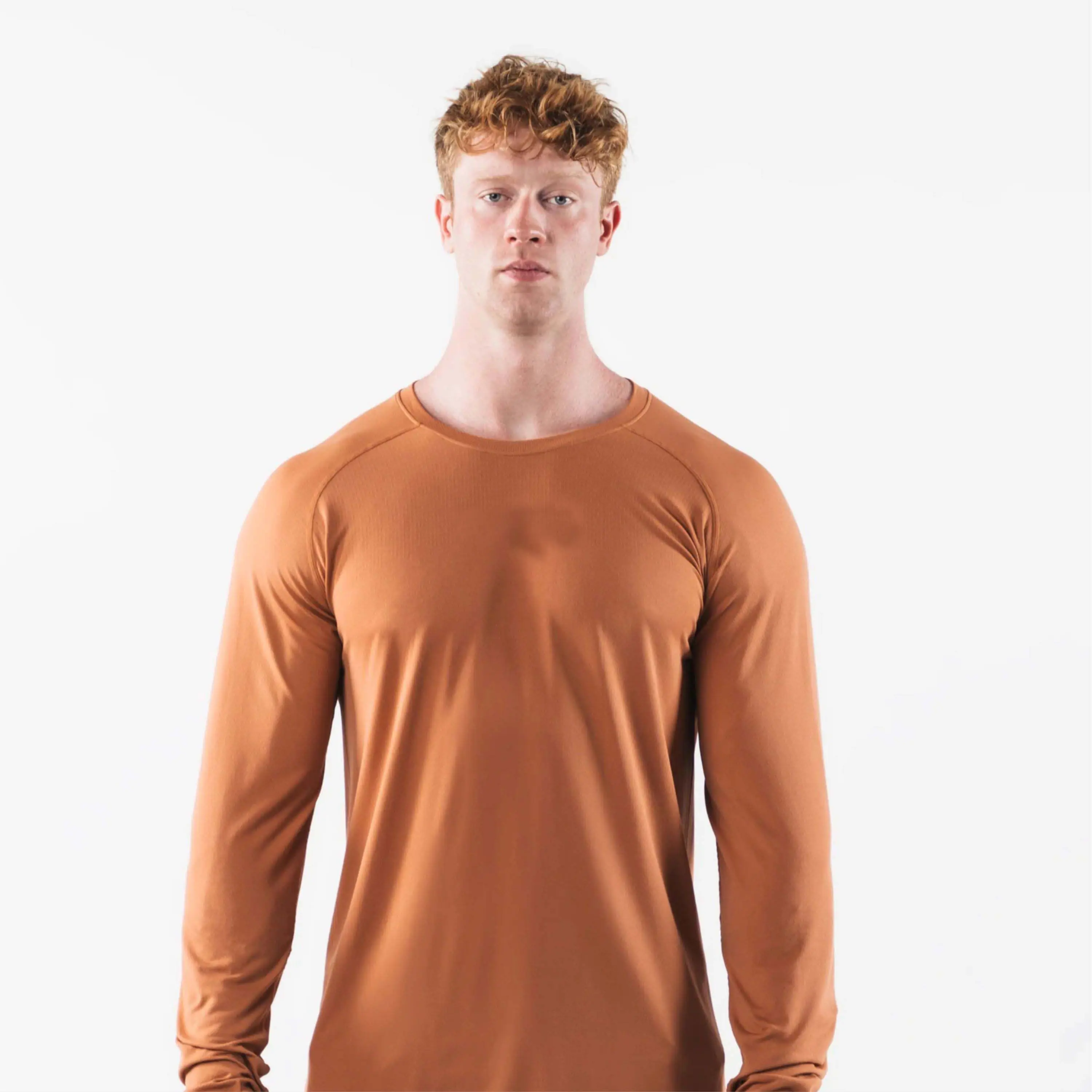 Algodón Poliéster OEM Manga larga Manga completa Deportes Fitness Gimnasio Otoño Invierno Camiseta para hombres