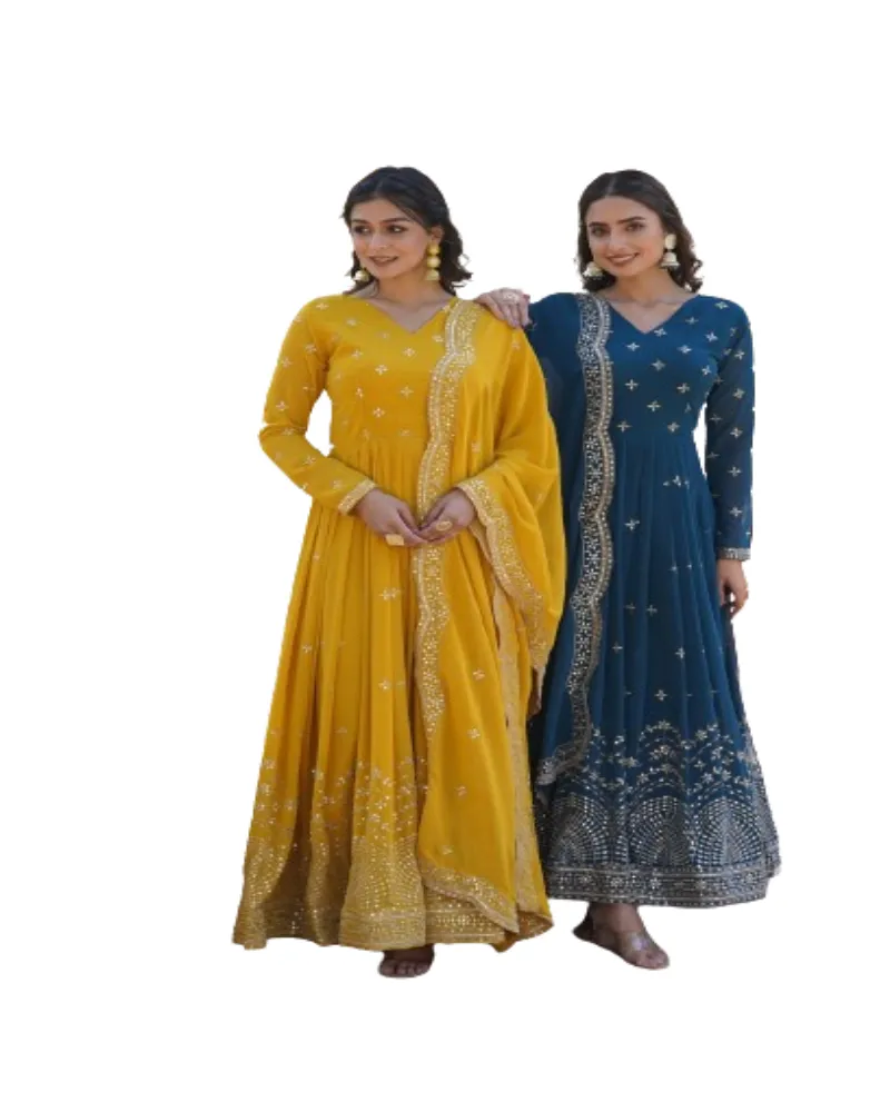 Bordado pesado Vestidos de fiesta de trabajo Estilo pakistaní e indio Salwar Kameez Vestido de tres piezas